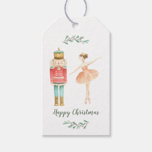 Ballerina Nutcracker Weihnachtsmarken Geschenkanhänger (Vorderseite)