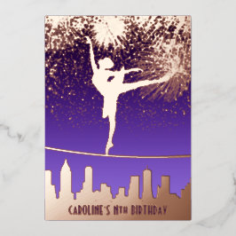 Ballerina NYC Skyline Fireworks Ballet Birthday Folieneinladung