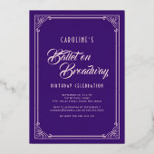 Ballerina NYC Skyline Fireworks Ballet Birthday Folieneinladung (Rückseite)