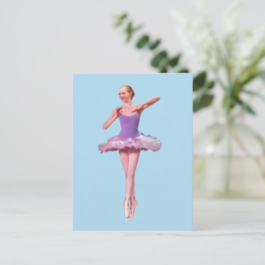 Ballerina On Point in Lila und weiß Postkarte (Stehend Vorderseite)