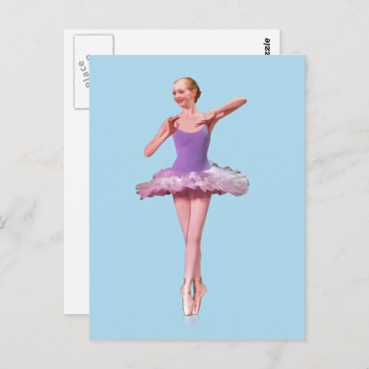 Ballerina On Point in Lila und weiß Postkarte (Vorne/Hinten)