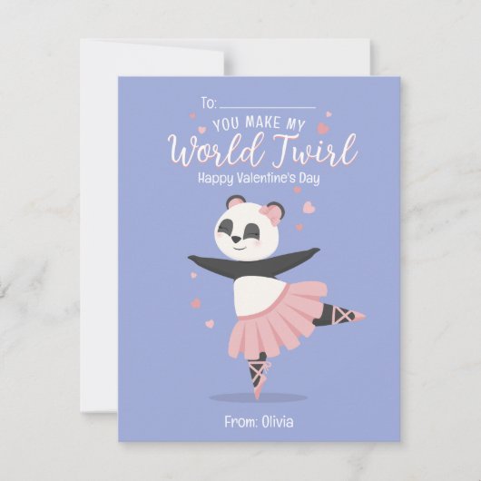 Ballerina Panda kids Valentine's Day Card Einladung (Vorderseite)
