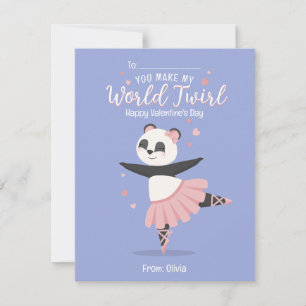 Ballerina Panda kids Valentine's Day Card Einladung