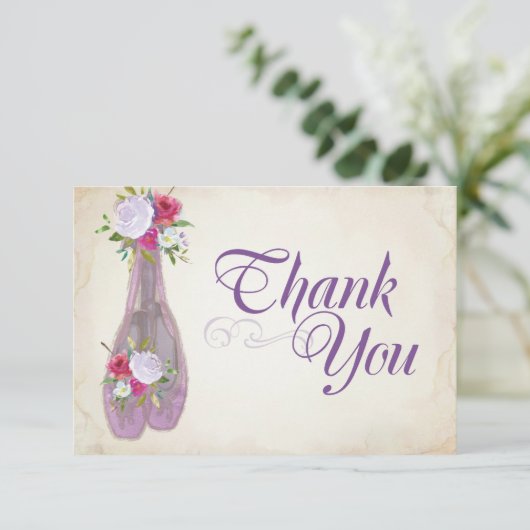 Ballerina Party Dankeschön Karte, Lila Dankeskarte (Stehend Vorderseite)