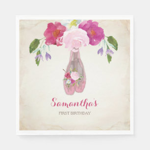 Ballerina Party Napkin, Shabby Chic Floral Serviette