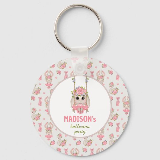 Ballerina Party Rosa Blütenblütenmädchen Geburtsta Schlüsselanhänger (Vorderseite)