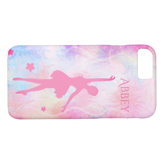 Ballerina Pastel Pink Personalisiert iPhone Case (Rückseite (Horizontal))