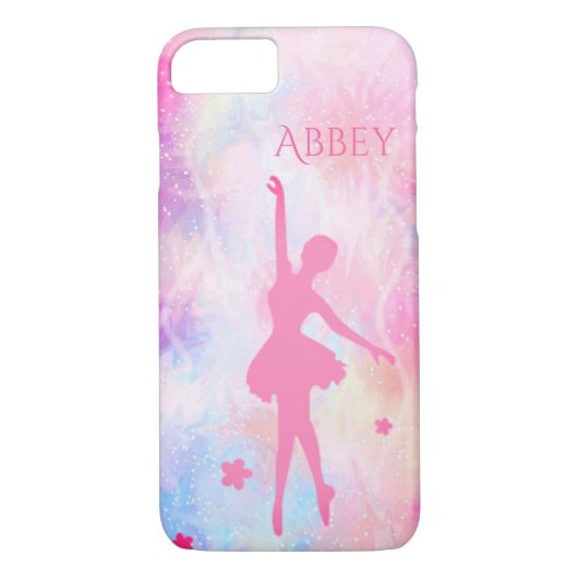 Ballerina Pastel Pink Personalisiert iPhone Case (Rückseite)