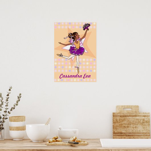 Ballerina peach - dunkelhaariges Mädchen "Ihr Name Poster (Küche)
