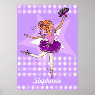 Ballerina peach - Rotes Haar Mädchen "Ihr Name" Po Poster