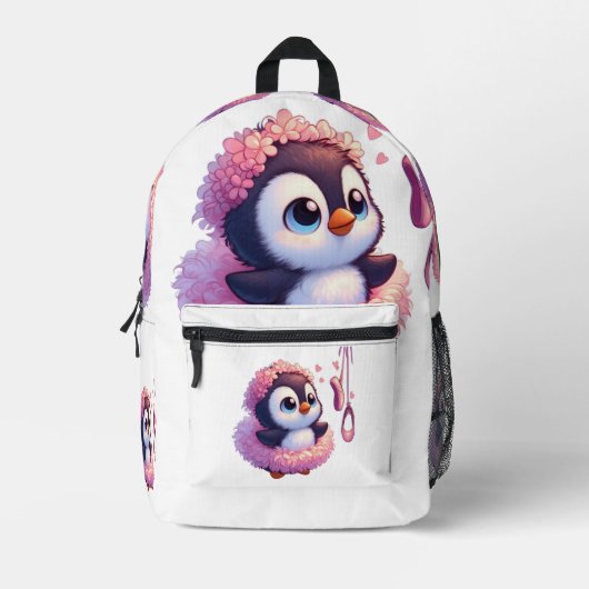 Ballerina Penguin Dreams Bedruckter Rucksack (Vorderseite)