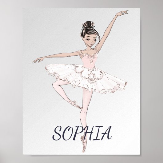 Ballerina Personal Pink Silver Dark Hair Poster (Vorne)