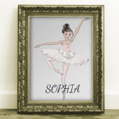 Ballerina Personal Pink Silver Dark Hair Poster
