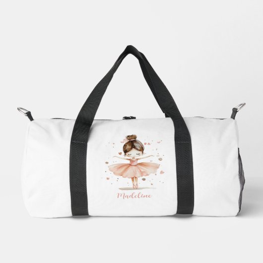 Ballerina Personalisiert Name Girly Duffle Bag (Vorderseite)