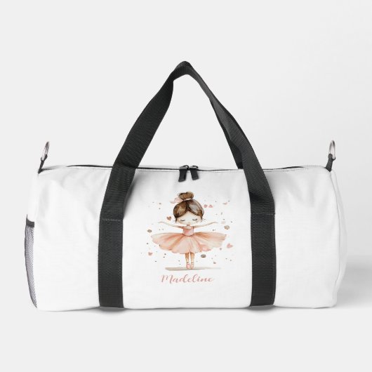 Ballerina Personalisiert Name Girly Duffle Bag (Rückseite)