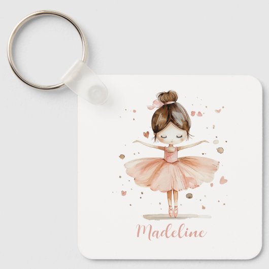 Ballerina Personalisiert Name Girly Schlüsselanhänger (Vorderseite)