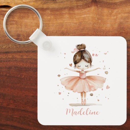 Ballerina Personalisiert Name Girly Schlüsselanhänger (Vorderseite)