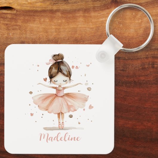Ballerina Personalisiert Name Girly Schlüsselanhänger (Rückseite)