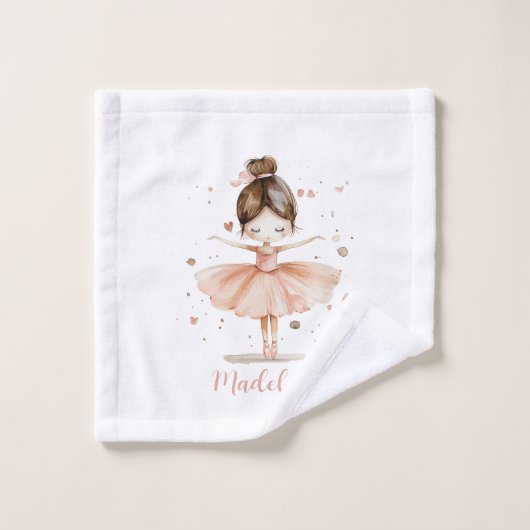 Ballerina Personalisiert Name Girly Waschlappen (Waschlappen)