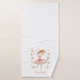 Ballerina Personalize Name Girly Strawberry Blonde Badehandtuch
