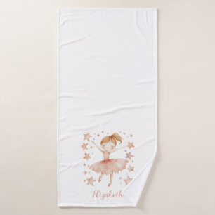 Ballerina Personalize Name Girly Strawberry Blonde Badehandtuch