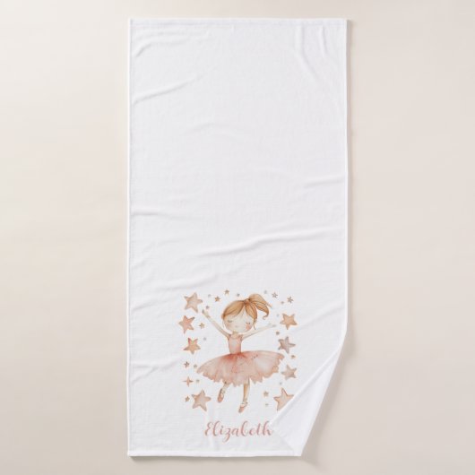 Ballerina Personalize Name Girly Strawberry Blonde Badehandtuch (Badehandtuch)