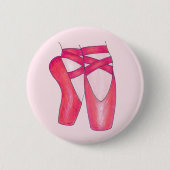 Ballerina Pink Ballett Tanz Pointe Toe Shoes Button (Vorderseite)
