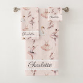 Ballerina Pink Ballettschuhe Personalisierter Name Badhandtuch Set (Insitu)