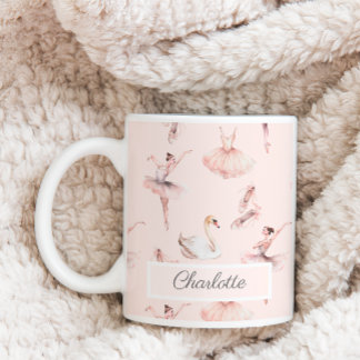 Ballerina Pink Ballettschuhe Personalisierter Name Kaffeetasse