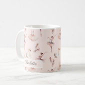 Ballerina Pink Ballettschuhe Personalisierter Name Kaffeetasse (Vorderseite Links)