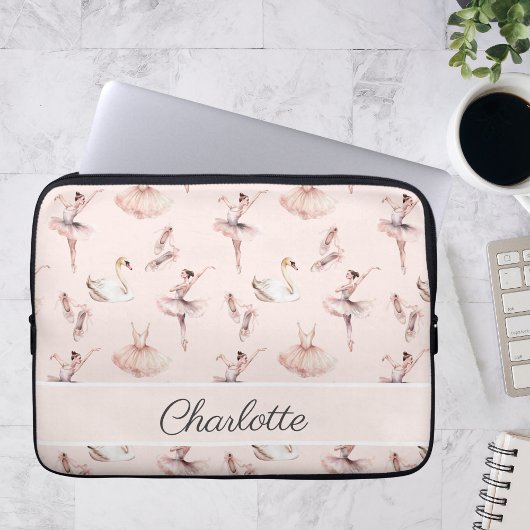Ballerina Pink Ballettschuhe Personalisierter Name Laptopschutzhülle