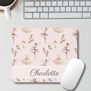Ballerina Pink Ballettschuhe Personalisierter Name Mousepad