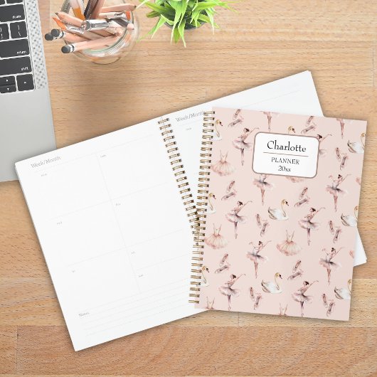 Ballerina Pink Ballettschuhe Personalisierter Name Planer