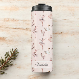 Ballerina Pink Ballettschuhe Personalisierter Name Thermosbecher
