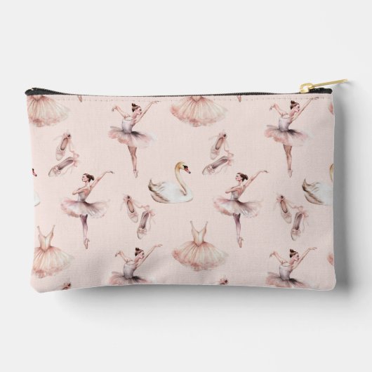 Ballerina Pink Ballettschuhe Personalisierter Name Zubehörtasche (Rückseite)