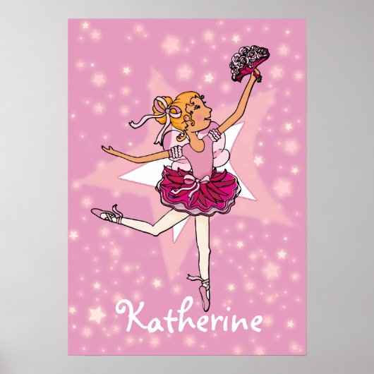 Ballerina pink blonde haarmädchen star "name poste poster (Vorne)