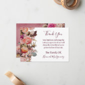 Ballerina Pink Blumenbeerdigung Beileid Vielen Dan Mitteilungskarte (Vorderseite/Rückseite Beispiel)