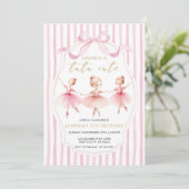 Ballerina Pink Bow Tutu Cute Birthday Invitation Einladung (Stehend Vorderseite)