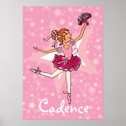 Ballerina pink dancer girl star "name" poster (Vorne)