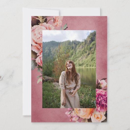 Ballerina Pink Florals Beerdigung des Lebens Einladung (Rückseite)