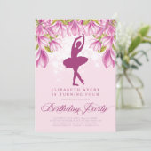 Ballerina Pink Geburtstag Einladung (Stehend Vorderseite)