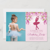 Ballerina Pink Geburtstags-Foto Einladung (Vorderseite)