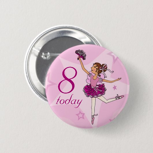 Ballerina pink girl birthday button (Vorne & Hinten)