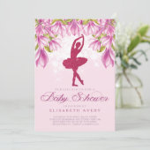 Ballerina Pink Glitzer Babydusche Einladung (Stehend Vorderseite)