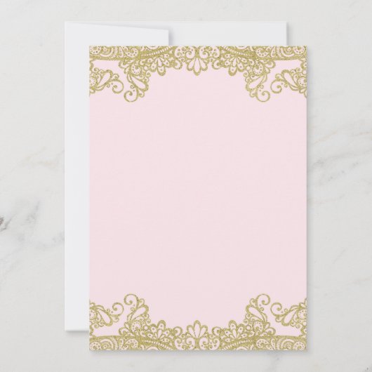 Ballerina Pink Gold Glitzer Lace Quinceañera Einladung (Rückseite)