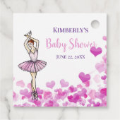 Ballerina Pink Kleid mit Hearts Baby Dusche Geschenkanhänger (Rückseite)