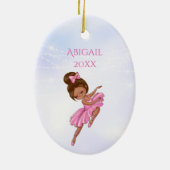 Ballerina Pink, Lila Hübsches Ballett Weihnachten Keramik Ornament (Hinten)