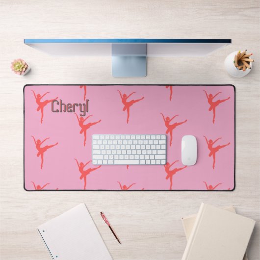 Ballerina. Pink. Personalisiert Schreibtischunterlage (Büro 1)