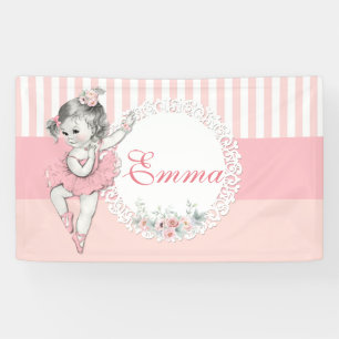 Ballerina Pink Tutu Pink Stripe Blume Banner