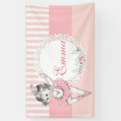 Ballerina Pink Tutu Pink Stripe Blume Banner (Vertikal)